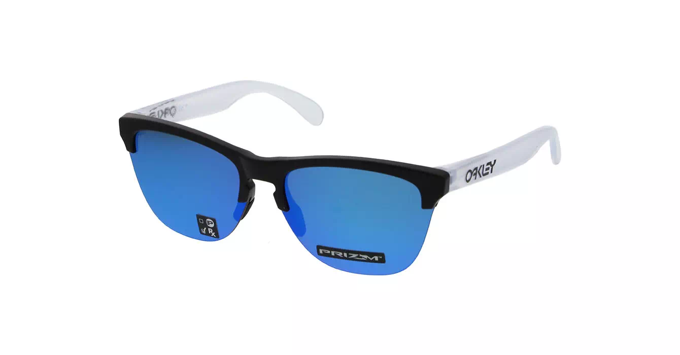 Oakley Frogskins Lite Matte Blk/matte Clear W/prizm Sapph Irid (OO9374-02) s63