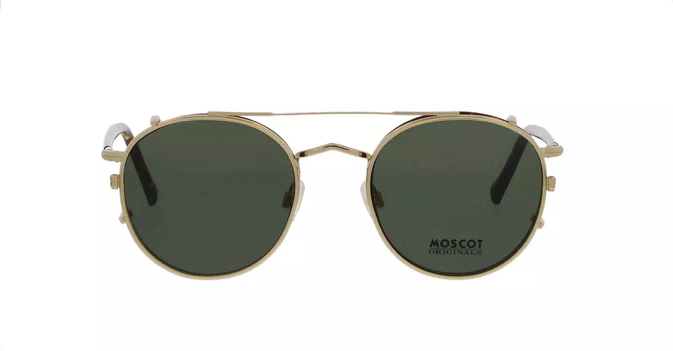 Moscot Zev Tortoise/Gold s49 + Clip On Gold G15