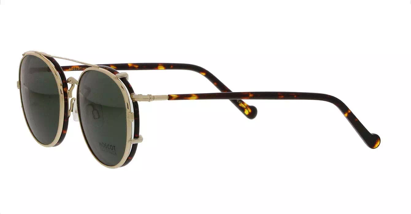 Moscot Zev Tortoise/Gold s49 + Clip On Gold G15