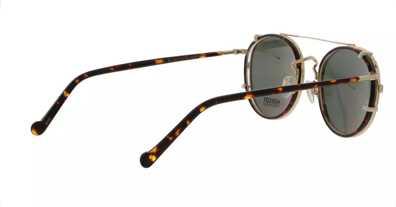 Moscot Zev Tortoise/Gold s49 + Clip On Gold G15