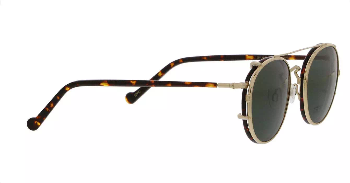 Moscot Zev Tortoise/Gold s49 + Clip On Gold G15