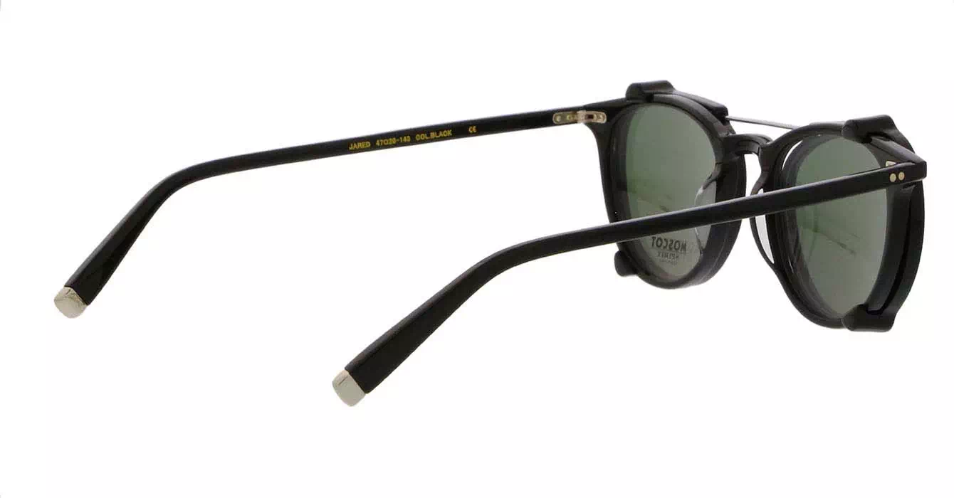 Moscot Jared Black s47 + Clip On Black G15