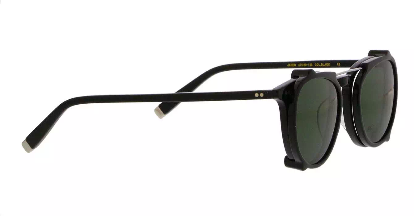 Moscot Jared Black s47 + Clip On Black G15