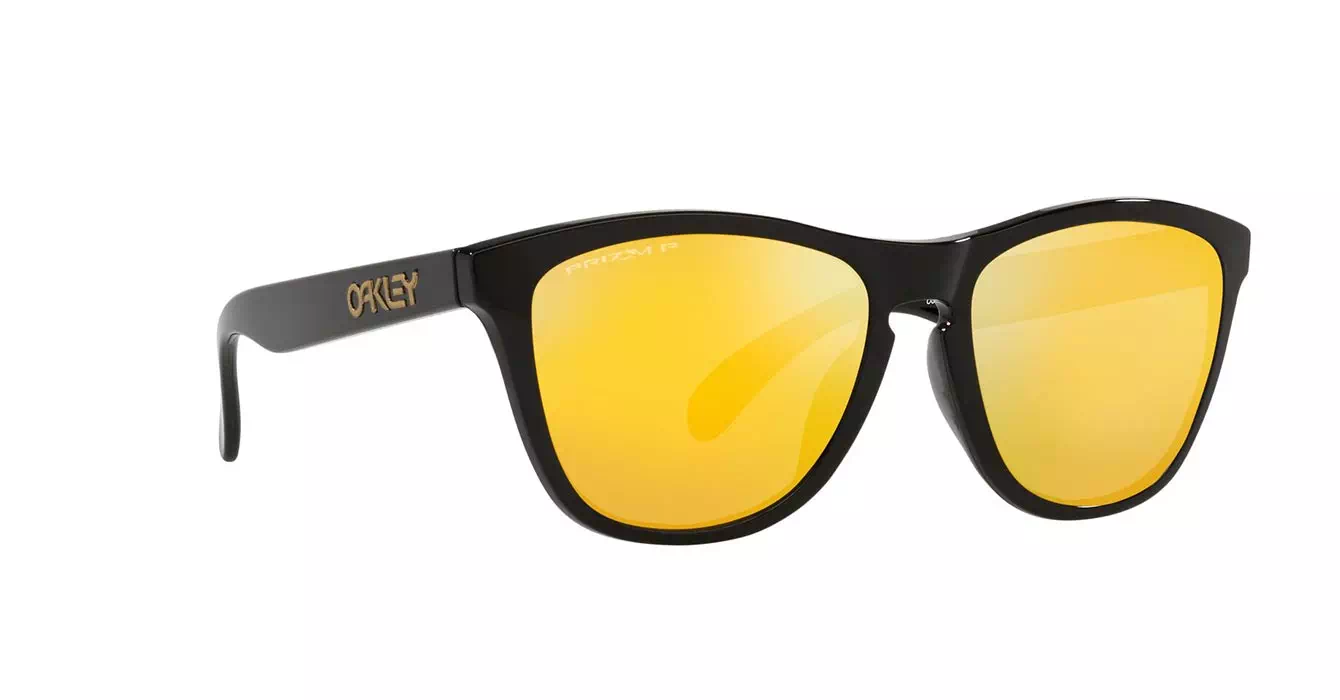 Oakley Prizm Polarized Frogskins (A) Polished Blk W/ Prizm 24K Polar (OO9245-C0) s54