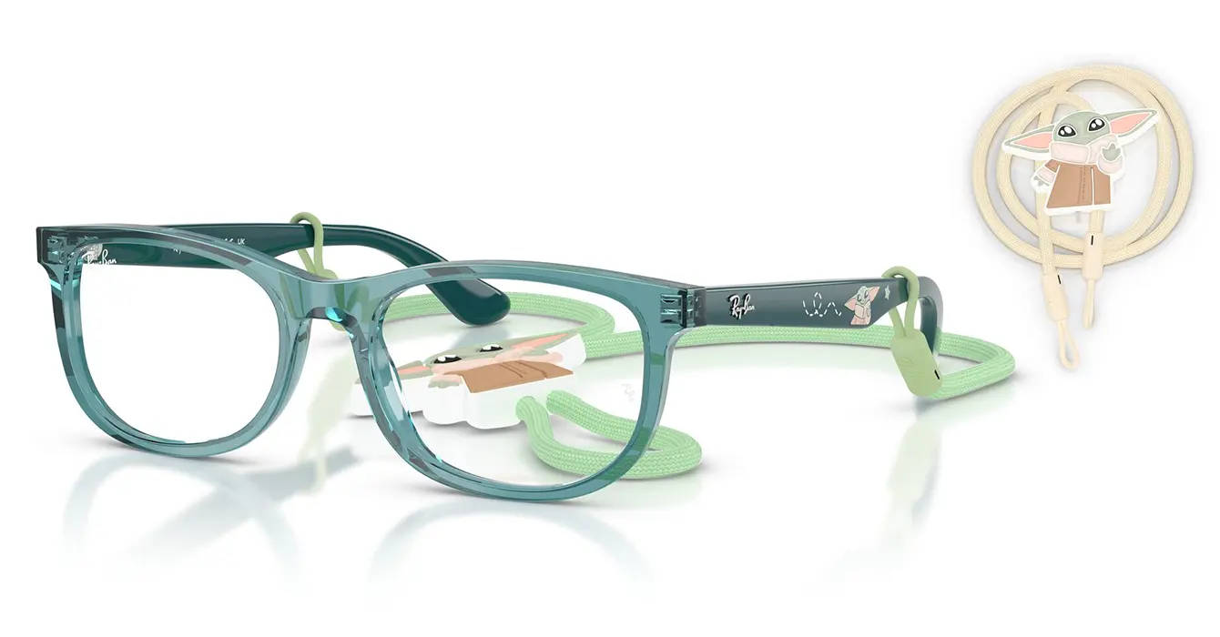 Ray-Ban RB1642F 7538 s48 + Strap STAR WARS? ? Grogu Mini New Wayfarer
